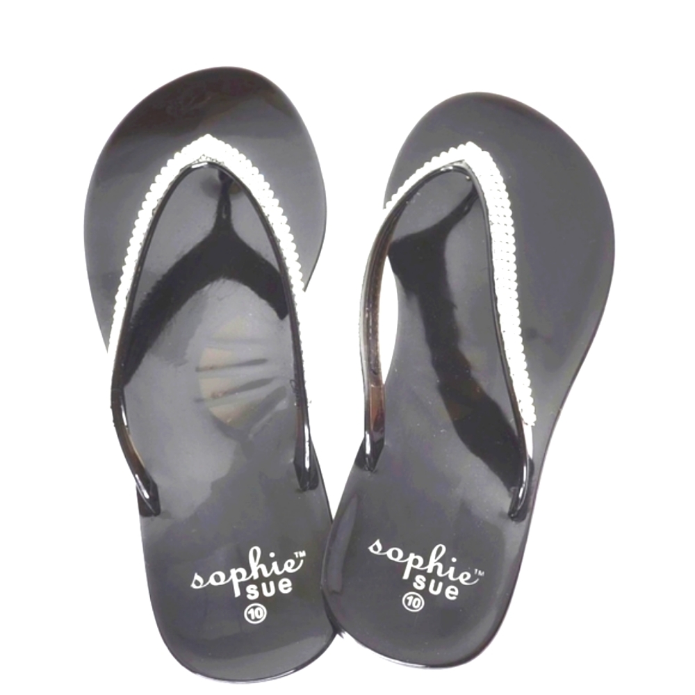 ``S25497 Sophie Sue Black & Silver Bling Flip-Flops